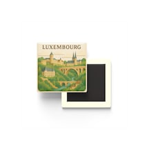 Lüksemburg - Luxembourg - Paper Cut Art - Baskılı Buzdolap Magneti Kare - 9x9 Cm