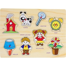 Ahşap Puzzle Eşyalar, Çocuk Öğretici Puzzle Seti