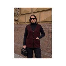 Onno Style Women Desenli Çelik Örgü Klasik Triko Yelek Siyah