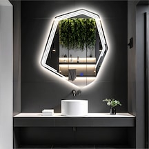 Myrella Beyaz Led'li Lazer Kumlamalı Lavabo & Banyo Aynası Dokunmatik Sensörlü 80 X 68