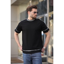 Madmext Siyah %100 Pamuklu Bisiklet Yaka Basic Erkek Tişört E7140 Siyah
