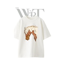 Thewert Western Horse Tasarım Baskılı Ünisex Beyaz Oversize T-shirt