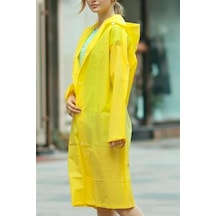 Unisex Kadın ve Erkek Yağmurluk Eva Çıtçıtlı Kapüşonlu Sarı
