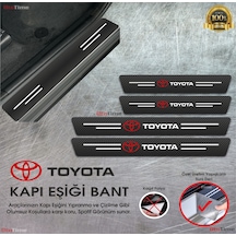 Toyota Uyumlu Logolu Karbon Kapı Eşiği Koruyucu Suni Deri 4'lü Set