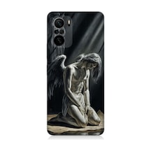 Xiaomi Poco F3 Uyumlu Gölgede Diz Çöken Melek Desenli Silikon Kılıf Çok Renkli