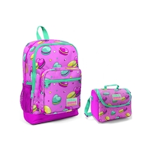 Coral High Pembe Makaron Baskılı Kız Çocuk İlkokul Çantası ve Bes