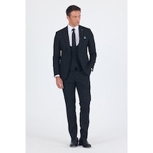 İmza Siyah Düz Bez Ayağı Mono Yaka 2 Düğme 6 Drop Slim Fit Basic Takım Elbise 1001250186 001 Siyah