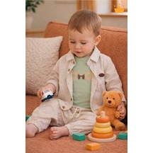 Babyhola Bayramlık Erkek Bebek Üçlü Takım Panda Baskılı Müslin Kumaş Mevsimlik Set 2201 Yeşil