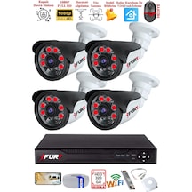 Fury 4 Kameralı Gece Görüşlü 1080p 2mp Görüntü Full Hd Atom Led Güvenlik Kamerası Seti 5570 320gb