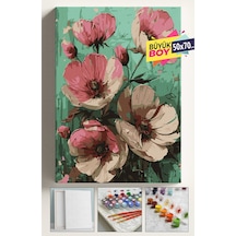 Sayılarla Boyama Seti Numaralı Tuval Fırça Boya Dahil Kasnaklı Set 50x70 Cm - Pembe Begonvil