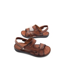 Drx Hakiki Deri Tam Ortopedik Masajlı Erkek Sandalet Taba