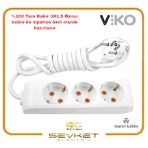 Viko Multi-let Beyaz 3'lü 10 Metre 3x1.5 Kablolu Grup Priz Viko Multi-let Beyaz 3'lü 10 Metre 3x1.5 Kablolu Grup Priz