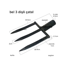 Ahşap Saplı Bel Çapa Belleme Bel Küreği Bahçe Belleme 3diş Ağaç S