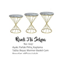 Brc Rivoli Zigon Model Metal Transmisyon Çelik Gold Renk Kaplama Beyaz Mermer Temper Cam El Yapım