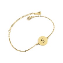 Kadın Paslanmaz Çelik Alfabe İlk Pretty Zarif Moda Şık Bilezik Mektup Zinciri Basit Paslanmaz Çelik Nedime S Altın