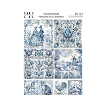 Polyesterhobi Premium Sulu Transfer 25x35 Cm Blue Blanc Desenli Ps 137