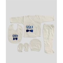 Bombino Indigo O Bebe Erkek Taşlı 5li Hastane Çıkışı Zıbın Set Indigo İndigo