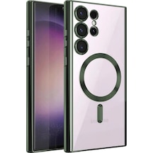Newface Samsung Galaxy Uyumlu S24 Ultra Kılıf Kross Magneticsafe Kapak - Semeglbl - 15 Koyu Yeşil