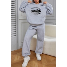 Uyguntarz Age Of Steam Baskılı Unisex Eşofman Takımı Gri