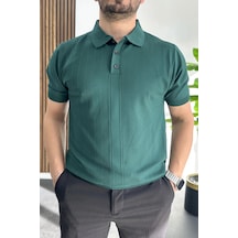 Erkek Desenli Polo Yaka Tişört Yeşil Edw460 Yeşil