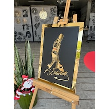 Atatürk Imzalı Gold Pleksi Mdf Tablo