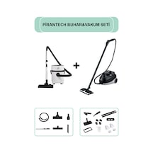 PiranTech CB-107C Çok Fonksiyonlu Buharlı Temizlik Makinası +  ES-07 Panda Islak & Kuru Elektrikli Süpürge