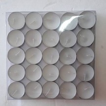 50'Li Beyaz Yuvarlak Tealight Mum Beyaz