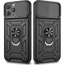 Apsuwa Apsuwa Apple Uyumlu iPhone 13 Pro Kılıf Sert Silikon Tank Aramid Sürgülü Vega Yüzüklü Kırmızı