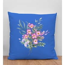 Bk Gift Çiçek Tasarımlı Mavi Kırlent Yastık, Arkadaşa Hediye, Ev Dekorasyonu, Ev Hediyesi-3