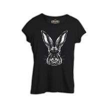 Hayvan - Tavşan Siyah Kadın Tshirt 001