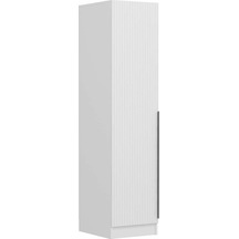 Minar Kale 1 Kapaklı Dolap Beyaz - Beyaz Çizgili Mebran 210cm