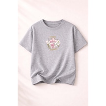 Herkesemoda Choose Kındness Baskı Detaylı Kadın Bisiklet Yaka Pamuklu T-shirt Gri
