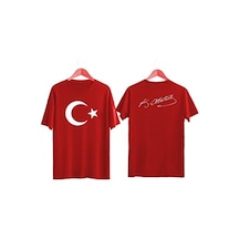 Blausee Wear Unisex Türk Bayrağı Baskılı Atatürk Imzalı Tişört Ayyıldızlı Oversize T-shirt Kırmızı Blausee Wear Unisex Türk Bayrağı Baskılı Atatürk Imzalı Tişört Ayyıldızlı Oversize T-shirt Kırmızı
