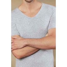 Hmd Erkek Derin V Yaka Kısa Kollu Lycralı Tshirt 712-713