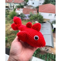 Örme Kırmızı Balık Oyuncak Amigurumi Kırmızı 20 CM