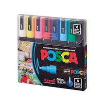 Uni-ball Posca 1.8-2.5 Su Bazlı Poster Markörü Anarenk 8 Li Pc-5m/8c Çok Renkli