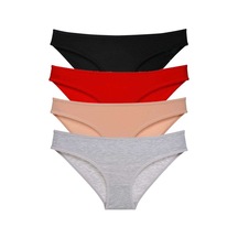 Royaleks 4 adet Süper Eko Set Likralı Kadın Slip Külot Siyah Kırmızı Ten Gri RYL-EKO4031 Siyah - Gri