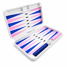 Katlanabilir Tavla Seti 25x22 Cm Mor Mavi Seyahat Tavlası Zar Ve Pullar Dahil Taşınabilir Mini Tavla Oyunu