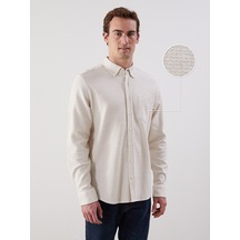 Lcwaıkıkı Classic Bej Regular Fit Uzun Kollu Erkek Dokulu Gömlek