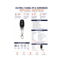 433 Mhz 2 Kanal Rf El Kumandası - Metal Kasa, Anahtarlıklı
