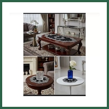 Bezos Salon Takımı 5 Parça Velvet Kadife Dantelli Masa Örtüsü Runner Seti Elora Model No 3616- Siyah Bzs01