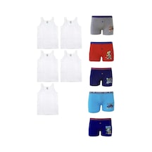 Nacar Store Erkek Çocuk 5 Atlet 5 Desenli Boxer Pamuklu Likralı Terletmez Takım Çok Renkli