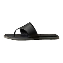 Calvin Klein Flat Sandal Thong Lt, Kadın Siyah Deri Kare Burunlu Parmak Arası Sandalet