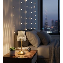 Modern Kristal Retro Model Dokunmatik Masa Lambası Şarjlı Led Gece Lambası Altın