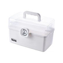 Qingmipy Ev İçi Büyük Kapasiteli Tıbbi İlaç Saklama Kutusu - Beyaz, 15.5x15.5x16cm, Taşınabilir Aile Tıp Kutusu Beyaz