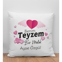 Bk Gift Kişiye Özel Benim Teyzem Bir Melek Tasarımlı Beyaz Kırlent Yastık, Ev si, Doğum Günü si