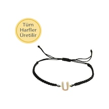 Ip Örgü 14 Ayar Altın Ü Harfli Bileklik Sarı Altın