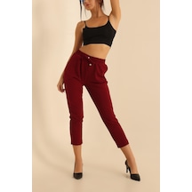 Vioshine Kadın Beli Lastikli Cepli Havuç Kalıp Pantolon-bordo Bordo