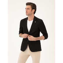 Cacharel Siyah Slim Fit Pamuk Karışımlı Ceket
