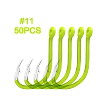 50 Adet Aydınlık Balıkçılık Kancaları Karbon Çelik Gece Glow Balıkçılık Kancaları Type 2&11